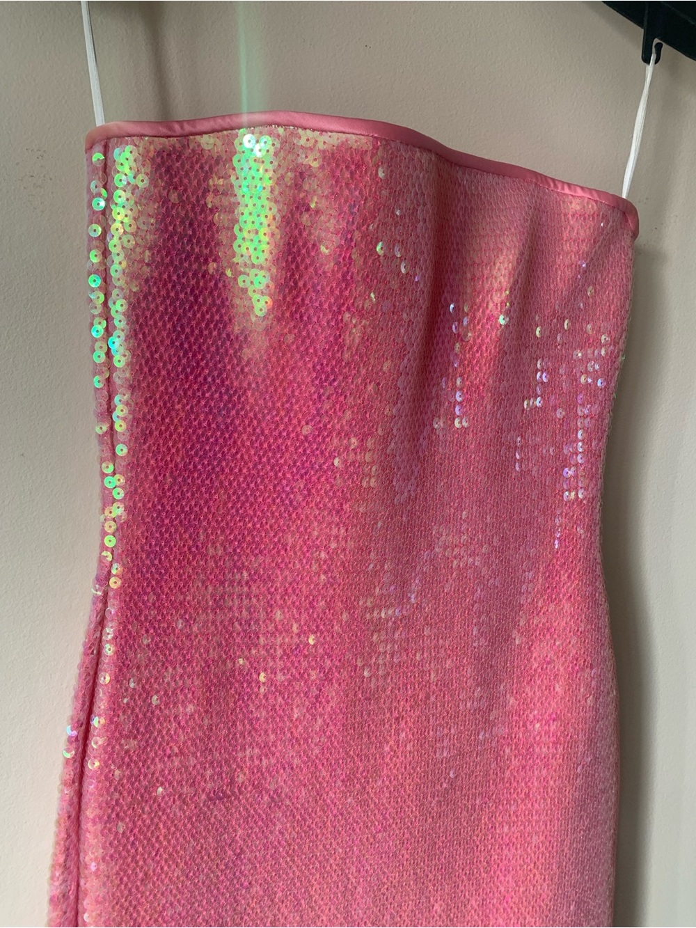 Escada Pink Iridescent Sequin Strapless Mini Dress - Picture 8 of 8